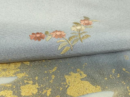 平和屋着物▽訪問着 単衣 刺繍 冊子花文 暈し染め 金彩 正絹 逸品 DAAW9266sf