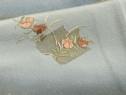 平和屋着物▽訪問着 単衣 刺繍 冊子花文 暈し染め 金彩 正絹 逸品 DAAW9266sf