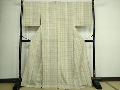 平和屋着物▽小紋 単衣 格子 洗える着物 DAAW9269sf