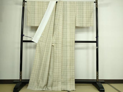 平和屋着物▽小紋 単衣 格子 洗える着物 DAAW9269sf