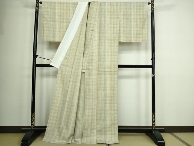 平和屋着物▽小紋 単衣 格子 洗える着物 DAAW9269sf