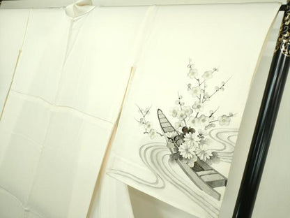平和屋着物▽訪問着 単衣 作家物 手描き 流水花船文 正絹 逸品 未使用 DAAW9272sf