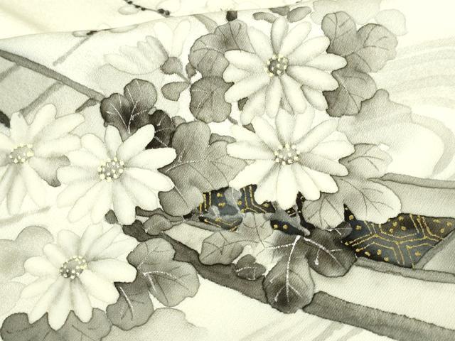 平和屋着物▽訪問着　単衣　作家物　手描き　流水花船文　正絹　逸品　未使用　DAAW9272sf 平和屋着物▽訪問着 単衣 作家物 手描き 流水花船文 正絹
