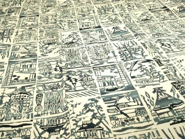 平和屋着物▽上質な小紋 単衣 型染め 風景文 鬼しぼ縮緬 正絹 逸品 DAAW9277sf