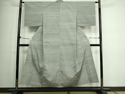 平和屋着物▽上質な紬 単衣 横段文 正絹 逸品 未使用 DAAW9282sf