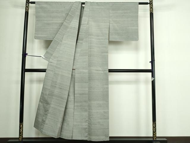 平和屋着物▽上質な紬 単衣 横段文 正絹 逸品 未使用 DAAW9282sf