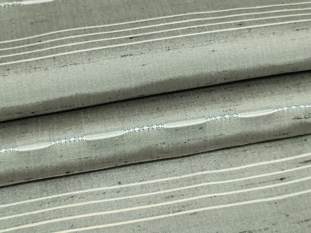 平和屋着物▽上質な紬 単衣 横段文 正絹 逸品 未使用 DAAW9282sf