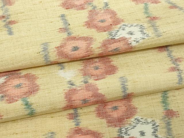 平和屋着物▽小千谷紬 単衣 枝梅 正絹 逸品 DAAW9285sf