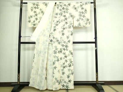 平和屋着物▽上質な小紋 単衣 舞葉文 金彩 正絹 逸品 未使用 DAAW9289sf