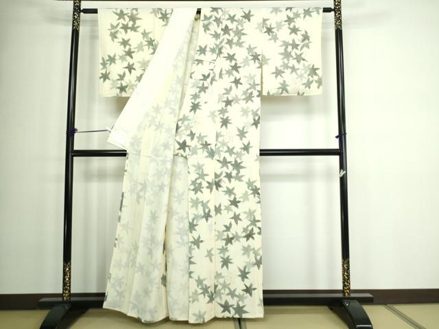 平和屋着物▽上質な小紋 単衣 舞葉文 金彩 正絹 逸品 未使用 DAAW9289sf