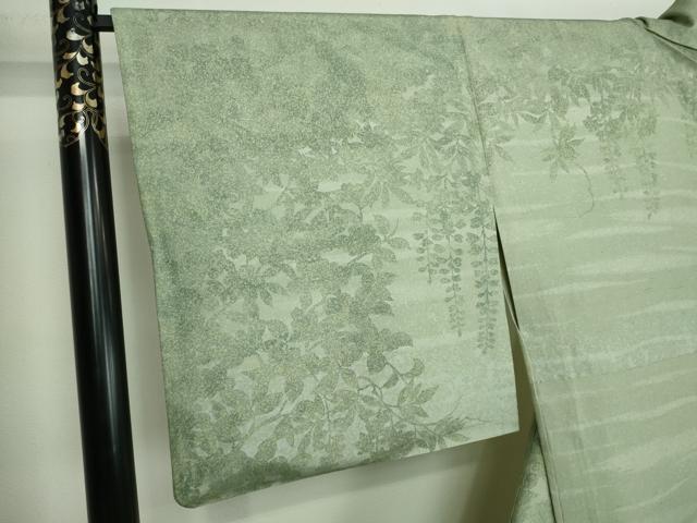 平和屋着物▽石川県指定無形文化財 牛首紬 白山工房 手織り 訪問着 単衣 草花文 正絹 逸品 DAAW9291sf
