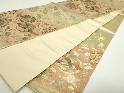 平和屋着物▼六通柄袋帯　鳳凰正倉院花文　金糸　正絹　逸品　DAAW9292sf