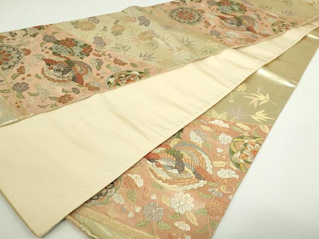 平和屋着物▼六通柄袋帯　鳳凰正倉院花文　金糸　正絹　逸品　DAAW9292sf