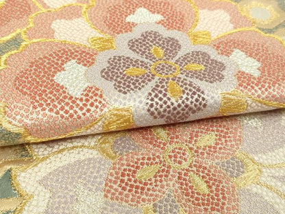 平和屋着物▼六通柄袋帯　亀甲花文　金銀糸　正絹　逸品　DAAW9342sf