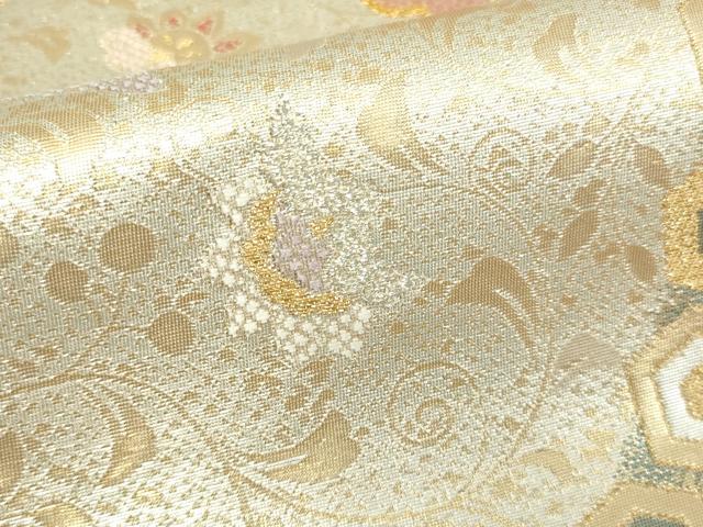 平和屋着物▼六通柄袋帯　亀甲花文　金銀糸　正絹　逸品　DAAW9342sf