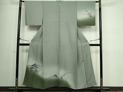 平和屋着物▽訪問着 単衣 作家物 手描き 草花文 暈し染め 正絹 逸品 DAAW9348sf