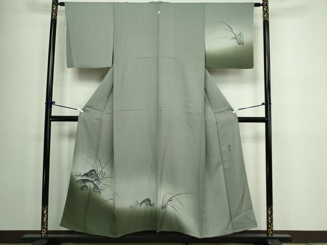 平和屋着物▽訪問着 単衣 作家物 手描き 草花文 暈し染め 正絹 逸品 DAAW9348sf