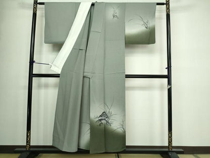 平和屋着物▽訪問着 単衣 作家物 手描き 草花文 暈し染め 正絹 逸品 DAAW9348sf