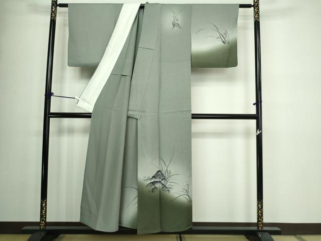 平和屋着物▽訪問着 単衣 作家物 手描き 草花文 暈し染め 正絹 逸品 DAAW9348sf