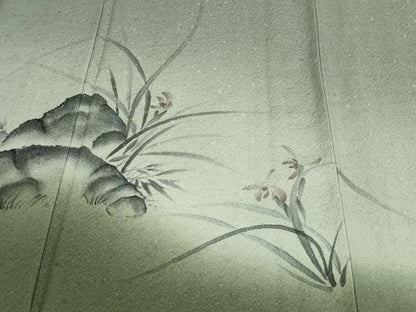 平和屋着物▽訪問着 単衣 作家物 手描き 草花文 暈し染め 正絹 逸品 DAAW9348sf