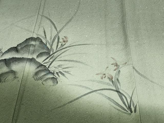 平和屋着物▽訪問着 単衣 作家物 手描き 草花文 暈し染め 正絹 逸品 DAAW9348sf