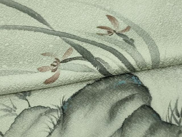 平和屋着物▽訪問着 単衣 作家物 手描き 草花文 暈し染め 正絹 逸品 DAAW9348sf
