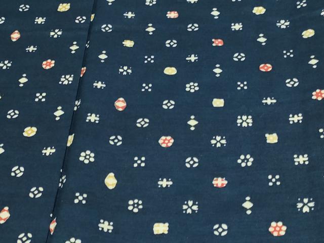 平和屋着物▽上質な小紋 単衣 紬地 型染め 舞花文 正絹 逸品 DAAW9349sf