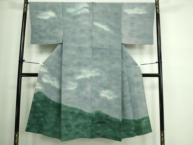 平和屋着物▽虹色創家 本郷大田子 男性 訪問着 単衣 霞文 暈し染め 正絹 逸品 DAAW9350sf