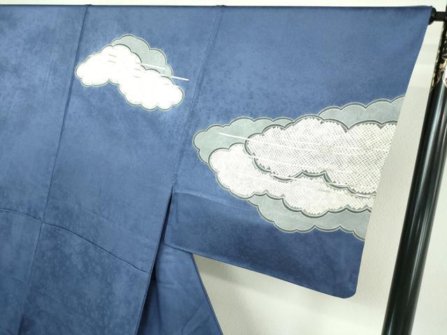 平和屋着物▽男性 訪問着 単衣 駒刺繍 雲重ね文 無落款 正絹 逸品 DAAW9352sf