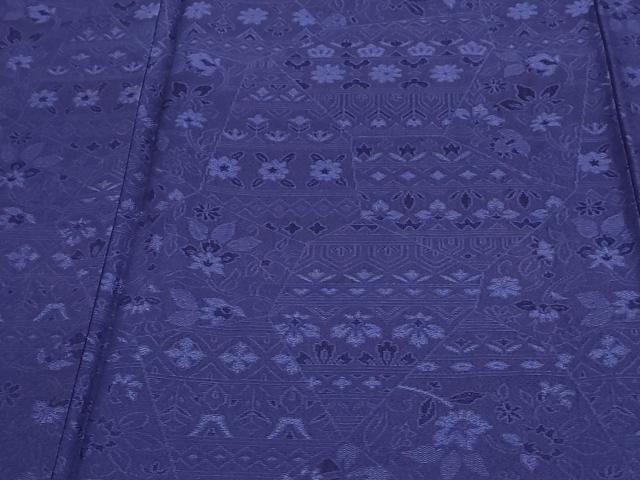 平和屋着物▽上質な色無地 単衣 草花地紋 濃鼠色 正絹 逸品 DAAW9356sf