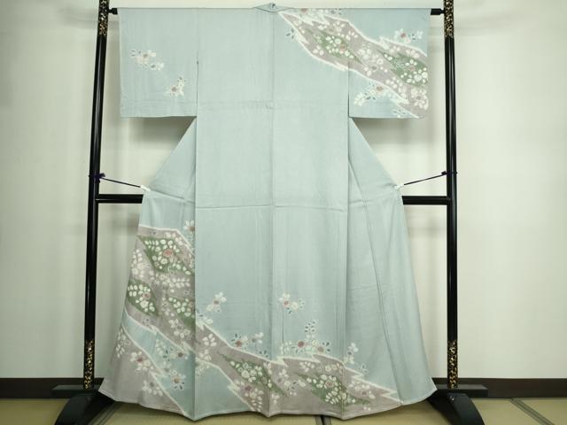 平和屋着物▽訪問着 単衣 絞り 刺繍 草花文 金彩 正絹 逸品 DAAW9357sf