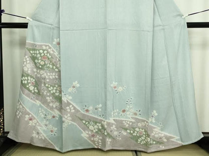 平和屋着物▽訪問着 単衣 絞り 刺繍 草花文 金彩 正絹 逸品 DAAW9357sf
