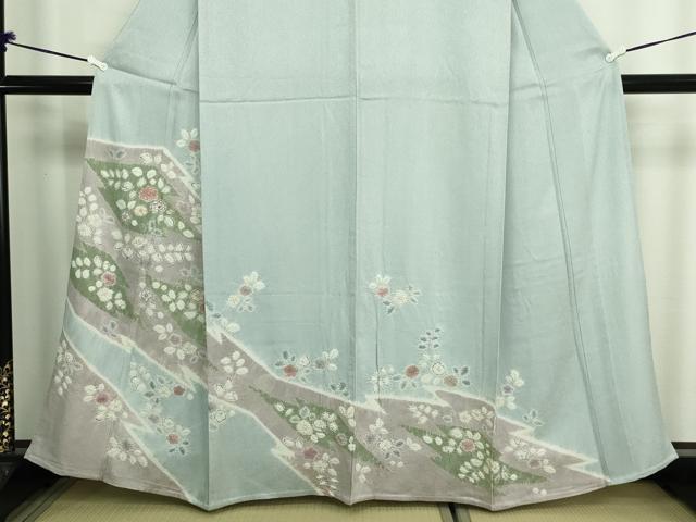 平和屋着物▽訪問着 単衣 絞り 刺繍 草花文 金彩 正絹 逸品 DAAW9357sf