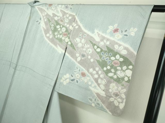平和屋着物▽訪問着 単衣 絞り 刺繍 草花文 金彩 正絹 逸品 DAAW9357sf