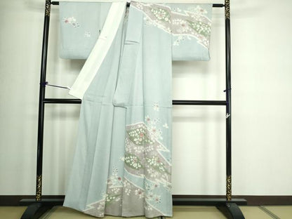 平和屋着物▽訪問着 単衣 絞り 刺繍 草花文 金彩 正絹 逸品 DAAW9357sf