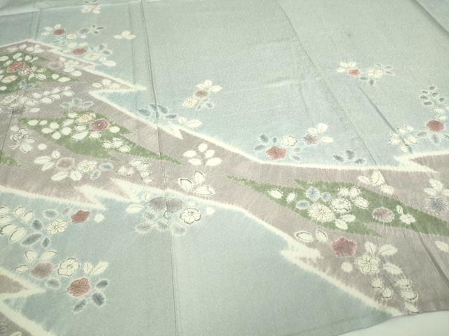 平和屋着物▽訪問着 単衣 絞り 刺繍 草花文 金彩 正絹 逸品 DAAW9357sf