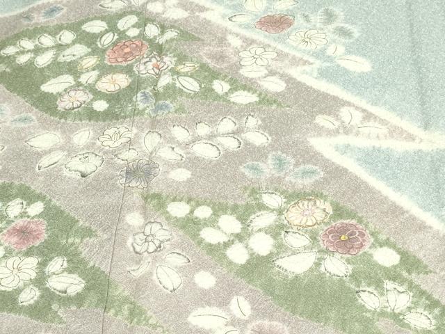 平和屋着物▽訪問着 単衣 絞り 刺繍 草花文 金彩 正絹 逸品 DAAW9357sf