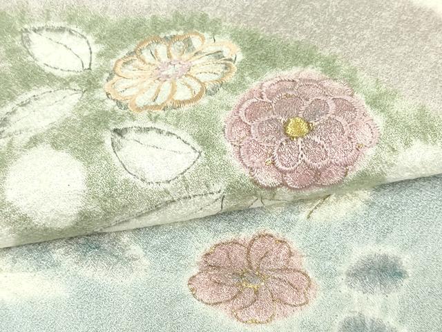 平和屋着物▽訪問着 単衣 絞り 刺繍 草花文 金彩 正絹 逸品 DAAW9357sf