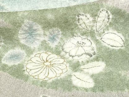 平和屋着物▽訪問着 単衣 絞り 刺繍 草花文 金彩 正絹 逸品 DAAW9357sf