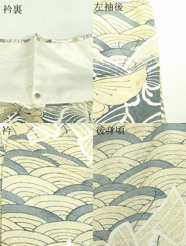 平和屋着物▽上質な小紋 単衣 舞蝶文 金彩 正絹 逸品 DAAW9358sf