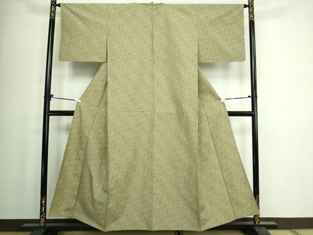 平和屋着物▽上質な紬 単衣 十字絣 正絹 逸品 DAAW9359sf
