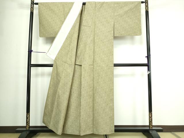 平和屋着物▽上質な紬 単衣 十字絣 正絹 逸品 DAAW9359sf