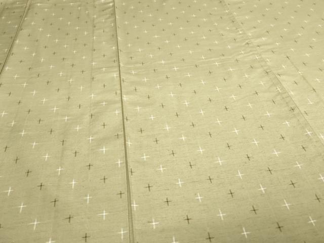 平和屋着物▽上質な紬 単衣 十字絣 正絹 逸品 DAAW9359sf