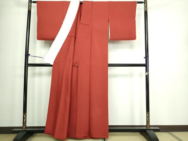 平和屋着物▽上質な色無地 単衣 紅海老茶色 正絹 逸品 DAAW9360sf