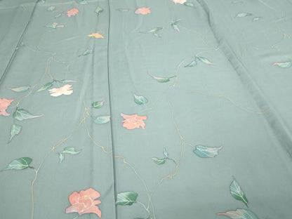 平和屋着物▽上質な小紋 単衣 手描き 枝花文 正絹 逸品 DAAW9362sf