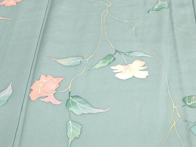 平和屋着物▽上質な小紋 単衣 手描き 枝花文 正絹 逸品 DAAW9362sf