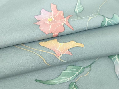 平和屋着物▽上質な小紋 単衣 手描き 枝花文 正絹 逸品 DAAW9362sf