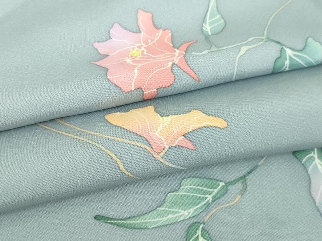平和屋着物▽上質な小紋 単衣 手描き 枝花文 正絹 逸品 DAAW9362sf