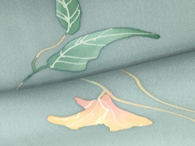 平和屋着物▽上質な小紋 単衣 手描き 枝花文 正絹 逸品 DAAW9362sf