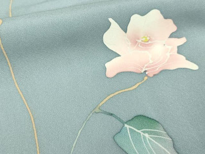 平和屋着物▽上質な小紋 単衣 手描き 枝花文 正絹 逸品 DAAW9362sf